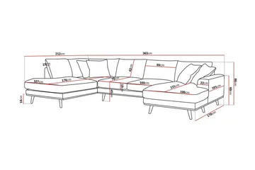 Copenhagen Premium 5-sits Vänstervänd U-formad Djup Soffa med Divan och Schäslong i Chenille - Grå/Blå - Products - Möbler - Soffa - U-soffa