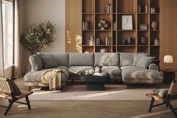 Copenhagen Premium 5-sits Vänstervänd U-formad Djup Soffa med Divan och Schäslong i Chenille - Grå - Products - Möbler - Soffa - U-soffa
