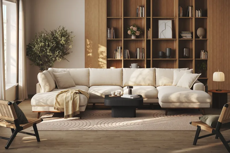 Copenhagen Premium 5-sits Vänstervänd U-formad Djup Soffa med Divan och Schäslong i Chenille - Ljusbeige - Products - Möbler - Soffa - U-soffa