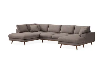 Copenhagen Premium 5-sits Vänstervänd U-formad Djup Soffa med Divan och Schäslong i Tyg - Brun - Products - Möbler - Soffa - U-soffa