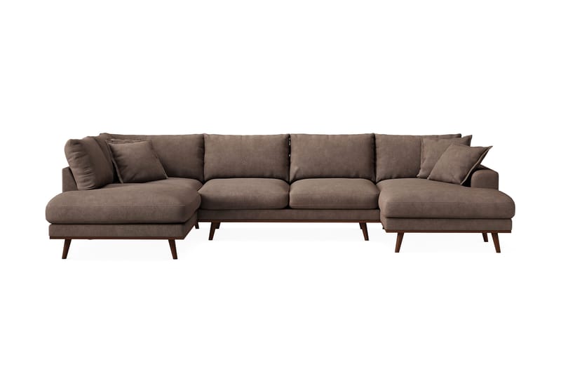 Copenhagen Premium 5-sits Vänstervänd U-formad Djup Soffa med Divan och Schäslong i Tyg - Mörkbrun - Products - Möbler - Soffa - U-soffa