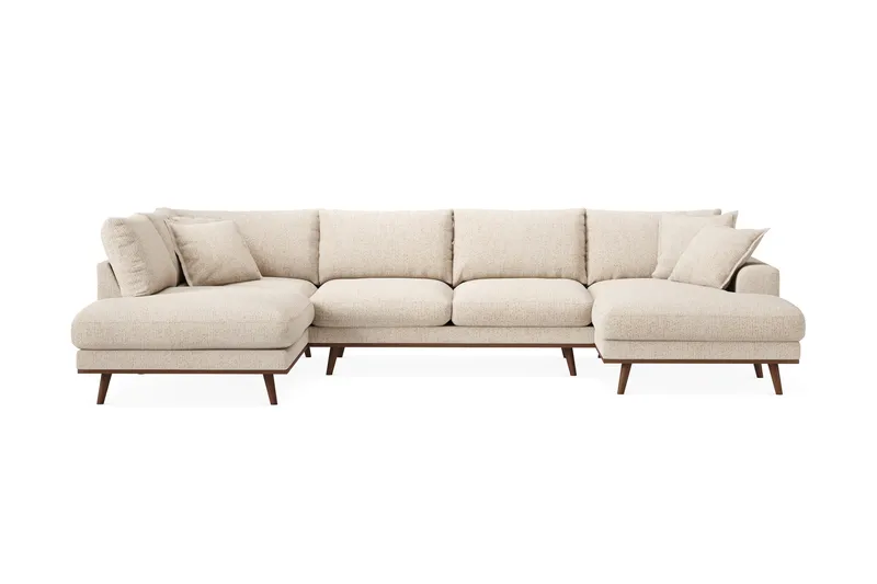 Copenhagen Premium 5-sits Vänstervänd U-formad Djup Soffa med Divan och Schäslong i Chenille - Beige - Products - Möbler - Soffa - U-soffa