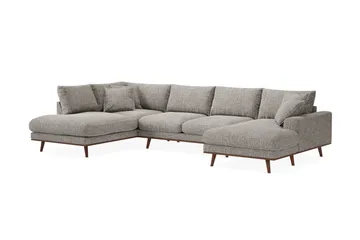 Copenhagen Premium 5-sits Vänstervänd U-formad Djup Soffa med Divan och Schäslong i Chenille - Grå - Products - Möbler - Soffa - U-soffa