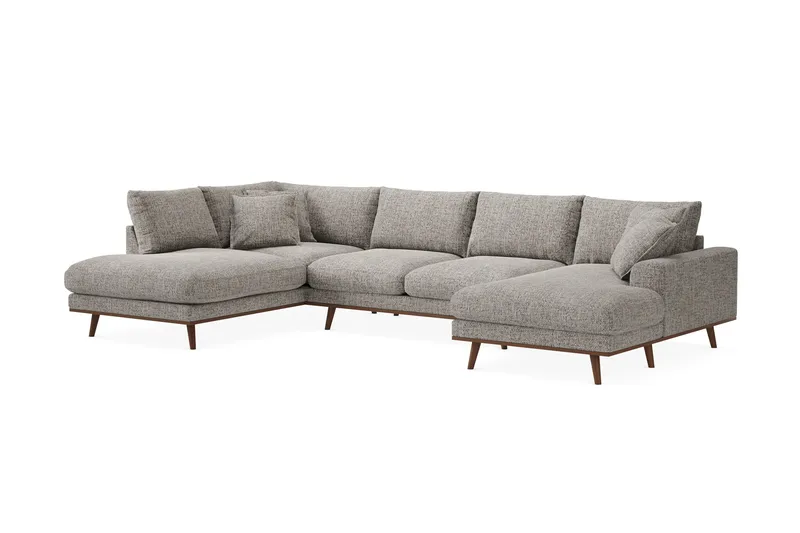Copenhagen Premium 5-sits Vänstervänd U-formad Djup Soffa med Divan och Schäslong i Chenille - Grå - Products - Möbler - Soffa - U-soffa