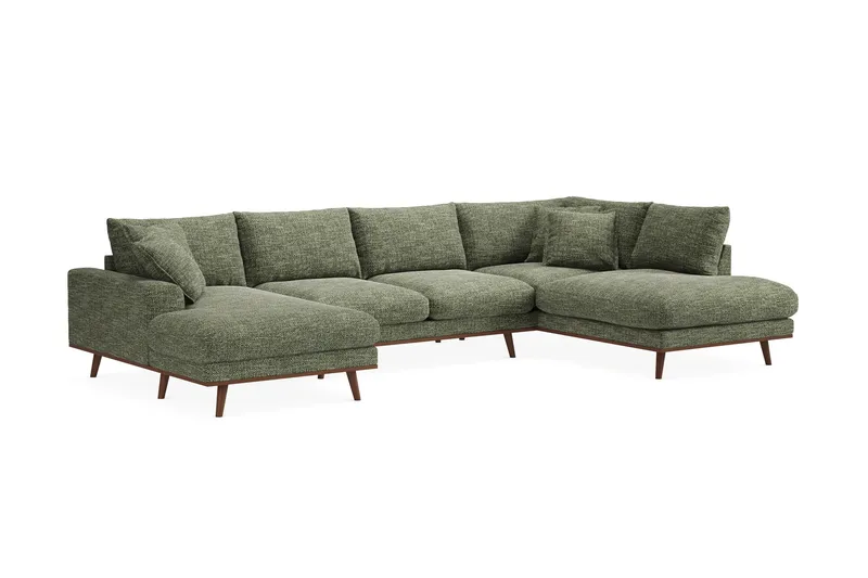 Copenhagen Premium 5-sits Högervänd U-formad Djup Soffa med Divan och Schäslong i Chenille - Grön - Products - Möbler - Soffa - U-soffa