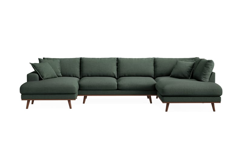 Copenhagen Premium 5-sits Högervänd U-formad Djup Soffa med Divan och Schäslong i Tyg - Grön - Products - Möbler - Soffa - U-soffa