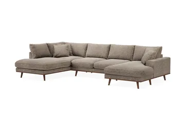 Copenhagen Premium 5-sits Vänstervänd U-formad Djup Soffa med Divan och Schäslong i Chenille - Brun - Products - Möbler - Soffa - U-soffa