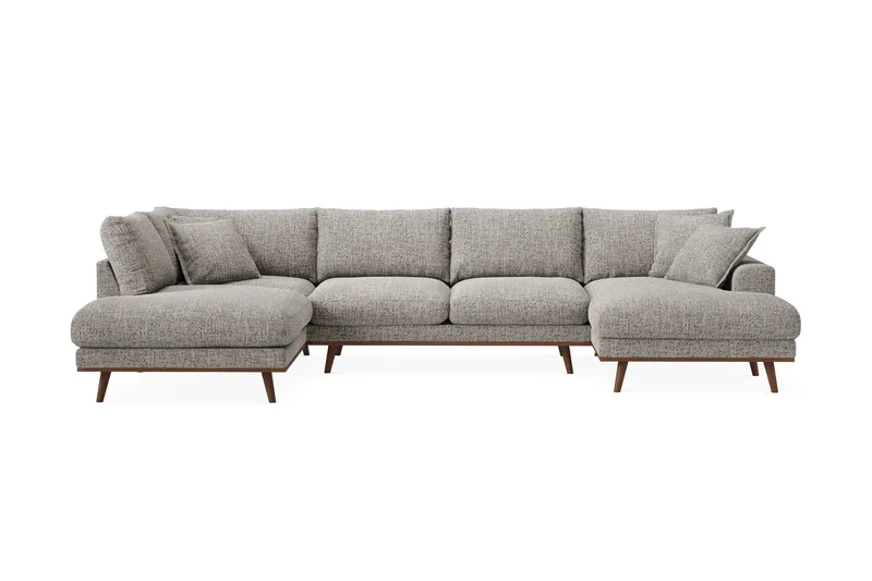 Copenhagen Premium 5-sits Vänstervänd U-formad Djup Soffa med Divan och Schäslong i Chenille - Grå - Products - Möbler - Soffa - U-soffa