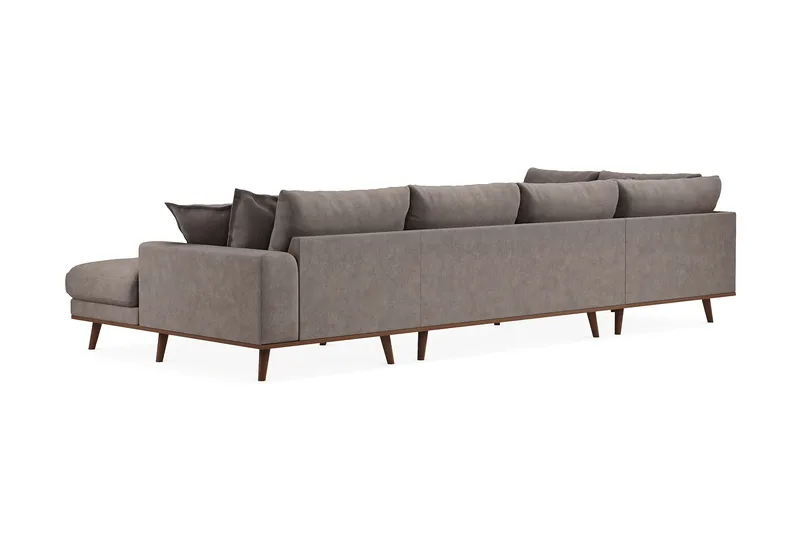 Copenhagen Premium 5-sits Vänstervänd U-formad Djup Soffa med Divan och Schäslong i Tyg - Brun - Products - Möbler - Soffa - U-soffa
