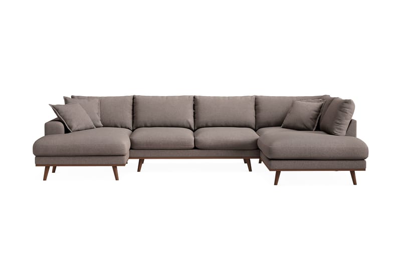 Copenhagen Premium 5-sits Högervänd U-formad Djup Soffa med Divan och Schäslong i Tyg - Brun - Products - Möbler - Soffa - U-soffa