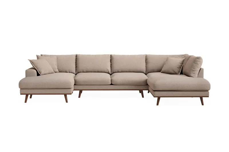 Copenhagen Premium 5-sits Högervänd U-formad Djup Soffa med Divan och Schäslong i Tyg - Ljusbrun - Products - Möbler - Soffa - U-soffa
