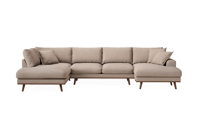 Copenhagen Premium 5-sits Vänstervänd U-formad Djup Soffa med Divan och Schäslong i Tyg - Ljusbrun - Products - Möbler - Soffa - U-soffa