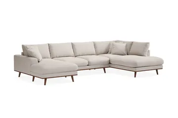 Copenhagen Premium 5-sits Högervänd U-formad Djup Soffa med Divan och Schäslong i Tyg - Beige - Products - Möbler - Soffa - U-soffa