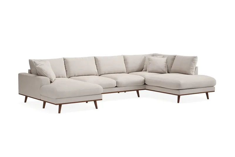 Copenhagen Premium 5-sits Högervänd U-formad Djup Soffa med Divan och Schäslong i Tyg - Beige - Products - Möbler - Soffa - U-soffa