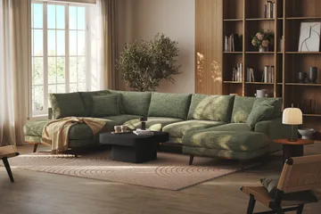 Copenhagen Premium 5-sits Vänstervänd U-formad Djup Soffa med Divan och Schäslong i Chenille - Grön - Products - Möbler - Soffa - U-soffa