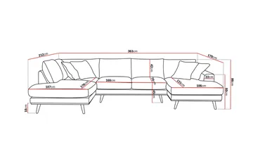 Copenhagen Premium 5-sits Vänstervänd U-formad Djup Soffa med Divan och Schäslong i Tyg - Ljusbrun - Products - Möbler - Soffa - U-soffa