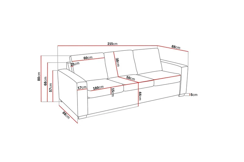 Crazy 3-sits Soffa i Konstläder - Svart - Products - Möbler - Soffa - 3 sits soffa