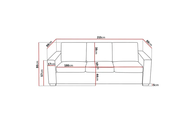 Crazy 3-sits Tygsoffa - Grå - Products - Möbler - Soffa - 3 sits soffa