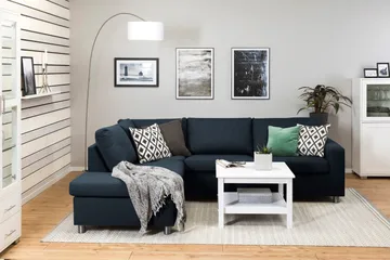 Crazy 3-sits Vänstervänd L-formad Schäslongsoffa i Tyg - Blå - Products - Möbler - Soffa - Divansoffa & schäslongsoffa