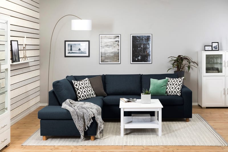Crazy 3-sits Vänstervänd L-formad Schäslongsoffa i Tyg - Blå - Products - Möbler - Soffa - Divansoffa & schäslongsoffa