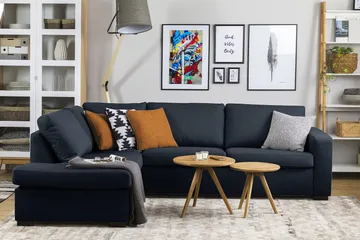Crazy 3-sits Vänstervänd L-formad Schäslongsoffa i Tyg - Blå - Products - Möbler - Soffa - Divansoffa & schäslongsoffa