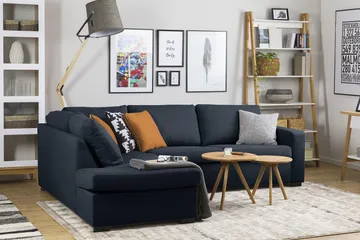 Crazy 3-sits Vänstervänd L-formad Schäslongsoffa i Tyg - Blå - Products - Möbler - Soffa - Divansoffa & schäslongsoffa