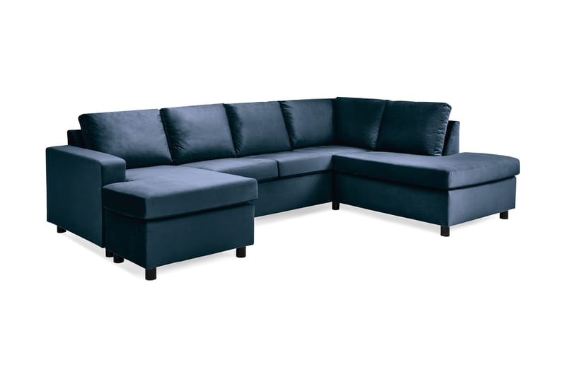 Crazy 4-sits Högervänd U-formad Large Soffa med Divan och Schäslong i Sammet - Blå - Products - Möbler - Soffa - U-soffa