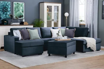 Crazy 4-sits Högervänd U-formad Large Soffa med Divan och Schäslong i Sammet - Blå - Products - Möbler - Soffa - U-soffa