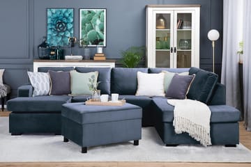 Crazy 4-sits Högervänd U-formad Large Soffa med Divan och Schäslong i Sammet - Blå - Products - Möbler - Soffa - U-soffa