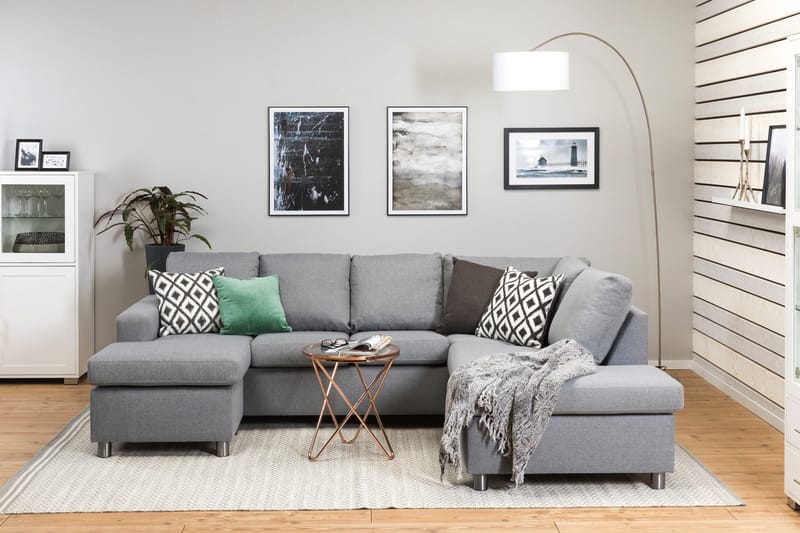 Crazy 4-sits Högervänd U-formad Large Soffa med Divan och Schäslong i Tyg - Grå - Products - Möbler - Soffa - U-soffa