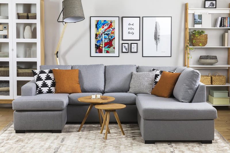 Crazy 4-sits Högervänd U-formad Large Soffa med Divan och Schäslong i Tyg - Grå - Products - Möbler - Soffa - U-soffa
