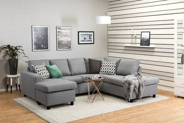 Crazy 4-sits Högervänd U-formad Large Soffa med Divan och Schäslong i Tyg - Grå - Products - Möbler - Soffa - U-soffa