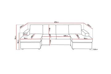 Crazy 4-sits U-formad Soffa med dubbeldivan i Tyg - Antracit - Products - Möbler - Soffa - U-soffa