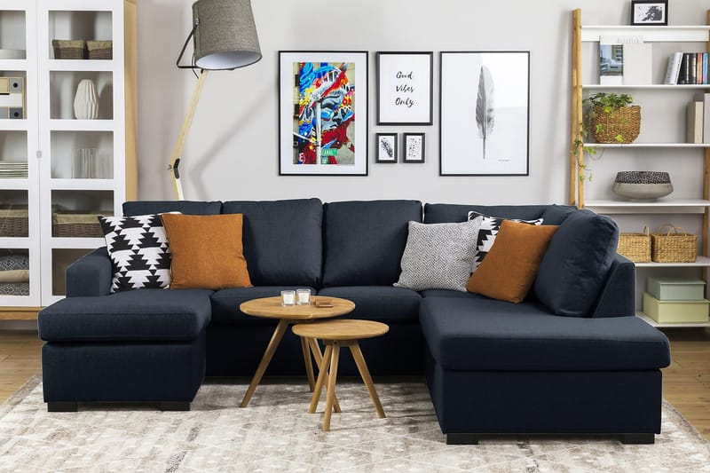 Crazy 4-sits Vänstervänd U-formad Large Soffa med Divan och Schäslong i Tyg - Blå - Products - Möbler - Soffa - U-soffa