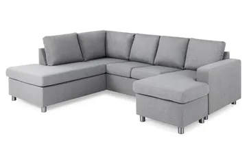 Crazy 4-sits Vänstervänd U-formad Large Soffa med Divan och Schäslong i Tyg - Grå - Products - Möbler - Soffa - U-soffa