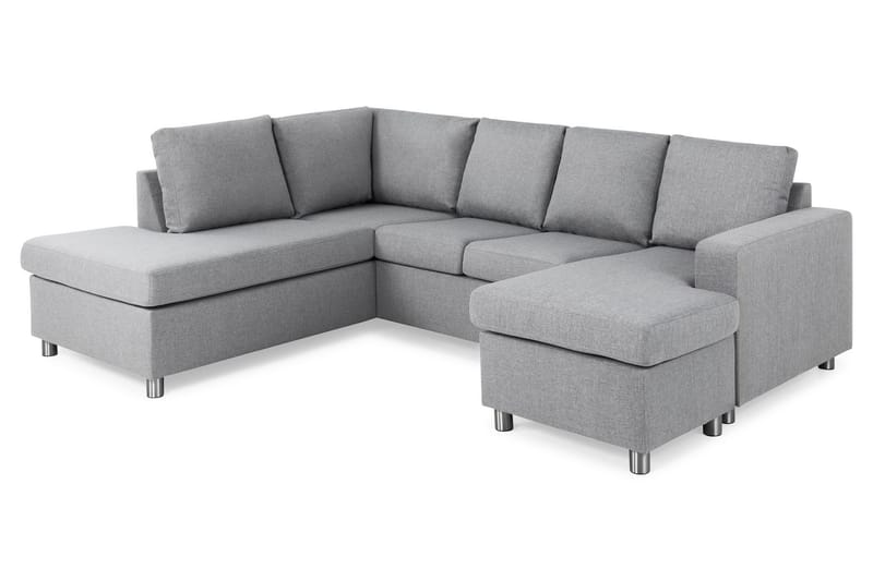 Crazy 4-sits Vänstervänd U-formad Large Soffa med Divan och Schäslong i Tyg - Grå - Products - Möbler - Soffa - U-soffa