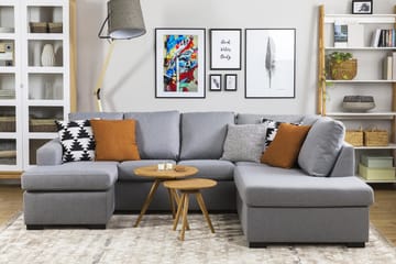 Crazy 4-sits Vänstervänd U-formad Large Soffa med Divan och Schäslong i Tyg - Grå - Products - Möbler - Soffa - U-soffa