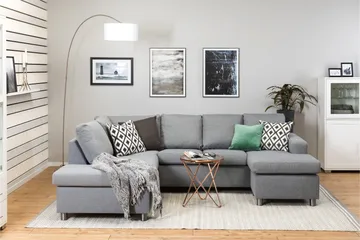 Crazy 4-sits Vänstervänd U-formad Large Soffa med Divan och Schäslong i Tyg - Grå - Products - Möbler - Soffa - U-soffa
