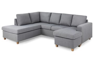 Crazy 4-sits Vänstervänd U-formad Large Soffa med Divan och Schäslong i Tyg - Grå - Products - Möbler - Soffa - U-soffa