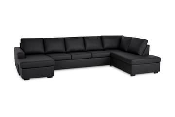 Crazy 5-sits Högervänd U-formad X-Large Soffa med Divan och Schäslong i Konstläder - Svart - Products - Möbler - Soffa - U-soffa