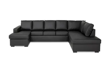 Crazy 5-sits Högervänd U-formad X-Large Soffa med Divan och Schäslong i Konstläder - Svart - Products - Möbler - Soffa - U-soffa