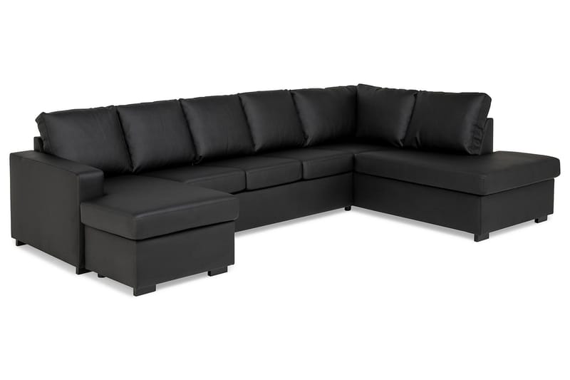 Crazy 5-sits Högervänd U-formad X-Large Soffa med Divan och Schäslong i Konstläder - Svart - Products - Möbler - Soffa - U-soffa