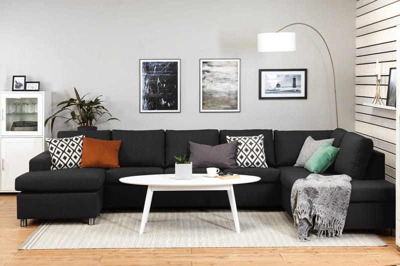 Crazy 5-sits Högervänd U-formad X-Large Soffa med Divan och Schäslong i Tyg - Antracit - Products - Möbler - Soffa - U-soffa