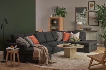 Crazy 5-sits Högervänd U-formad X-Large Soffa med Divan och Schäslong i Tyg - Antracit - Products - Möbler - Soffa - U-soffa