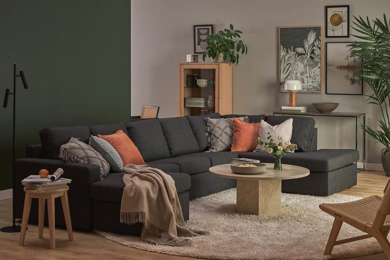 Crazy 5-sits Högervänd U-formad X-Large Soffa med Divan och Schäslong i Tyg - Antracit - Products - Möbler - Soffa - U-soffa