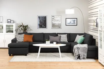 Crazy 5-sits Högervänd U-formad X-Large Soffa med Divan och Schäslong i Tyg - Antracit - Products - Möbler - Soffa - U-soffa