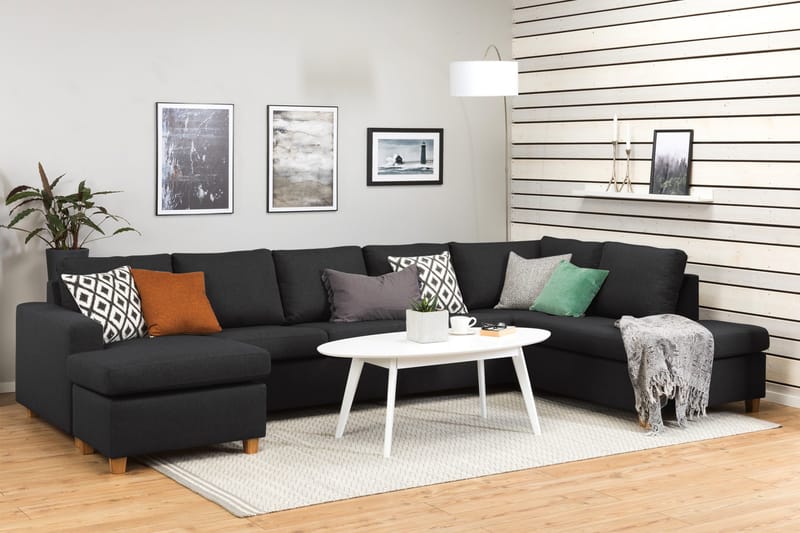 Crazy 5-sits Högervänd U-formad X-Large Soffa med Divan och Schäslong i Tyg - Antracit - Products - Möbler - Soffa - U-soffa