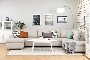 Crazy 5-sits Högervänd U-formad X-Large Soffa med Divan och Schäslong i Tyg - Beige - Products - Möbler - Soffa - U-soffa