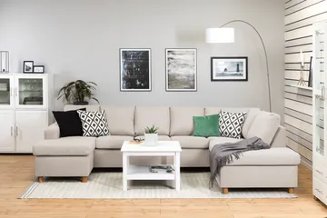 Crazy 5-sits Högervänd U-formad X-Large Soffa med Divan och Schäslong i Tyg - Beige - Products - Möbler - Soffa - U-soffa