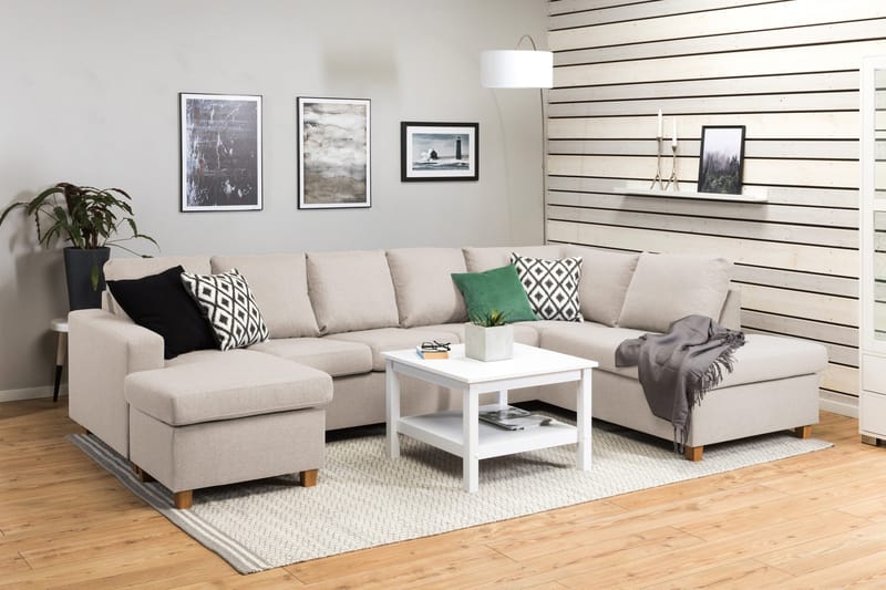 Crazy 5-sits Högervänd U-formad X-Large Soffa med Divan och Schäslong i Tyg - Beige - Products - Möbler - Soffa - U-soffa